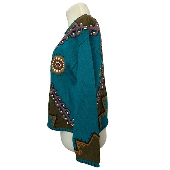 rafia Vintage 80's Embroidered Sweater Women's Size M - Picture 3 of 8